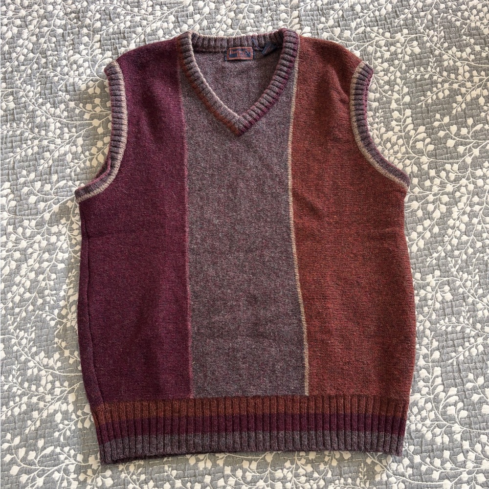 Vintage Hunting Horn Shetland Wool Vest size XL